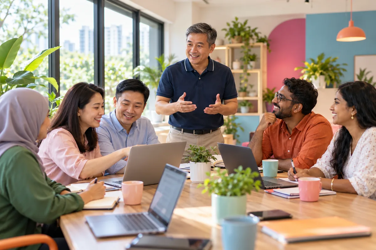 Parents and adults in a small-group workshop